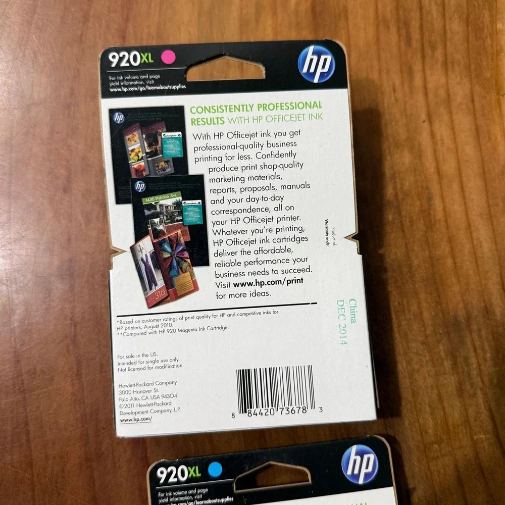 Genuine HP Ink 920 XL Black Cyan Magenta Color Expires 2014